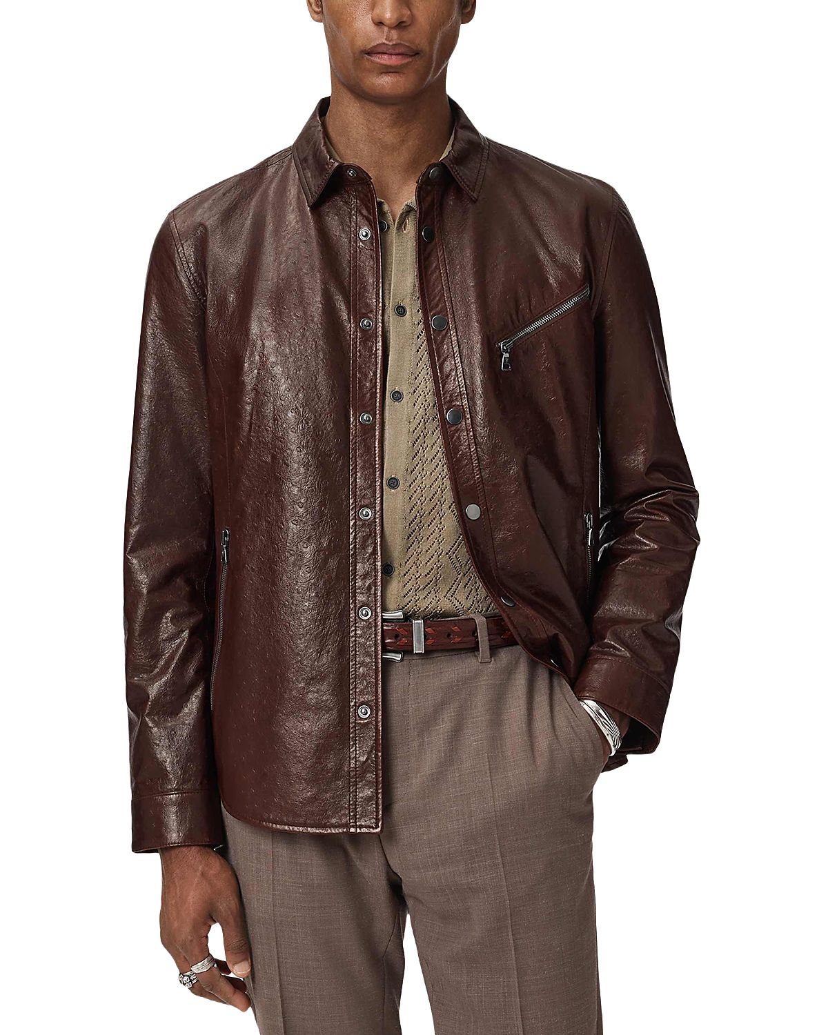 John Varvatos Kadd Leather Shirt