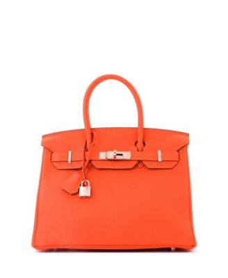 Birkin 30 Handbag Orange Togo with Palladium Hardware