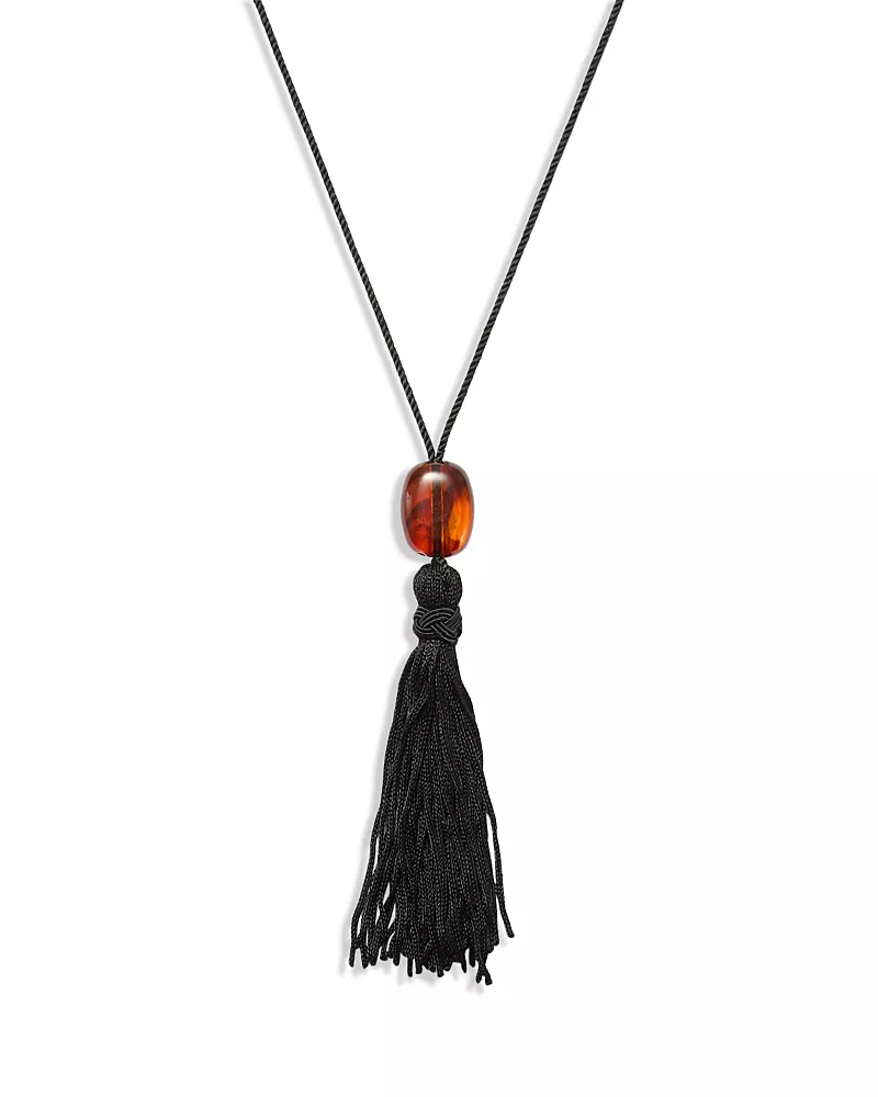 Aqua Tassel Cord Necklace, 44 - Exclusive