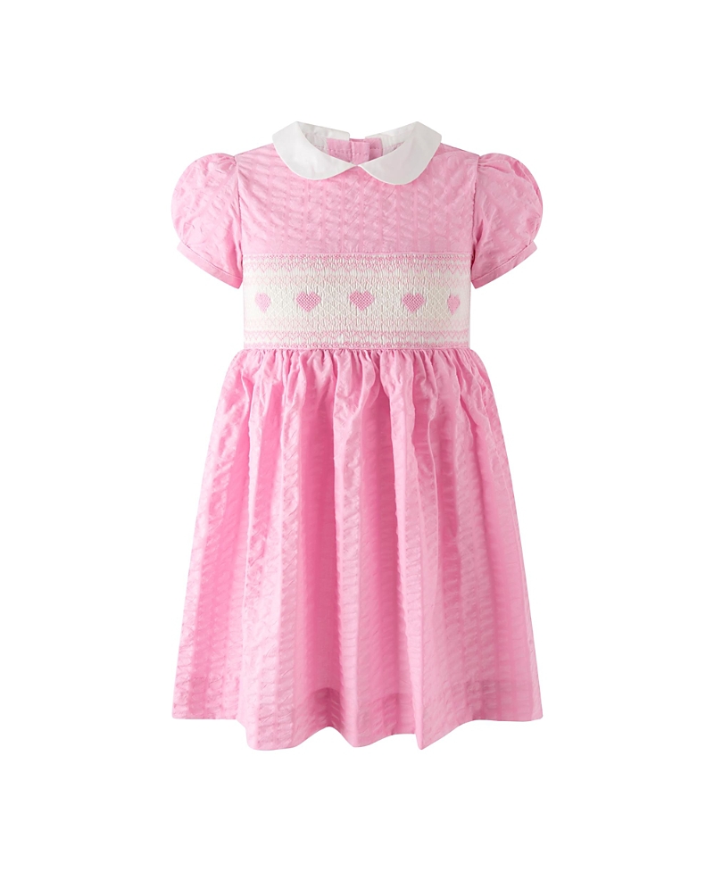Rachel Riley Girls' Seersucker Heart Smocked Dress - Little Kid