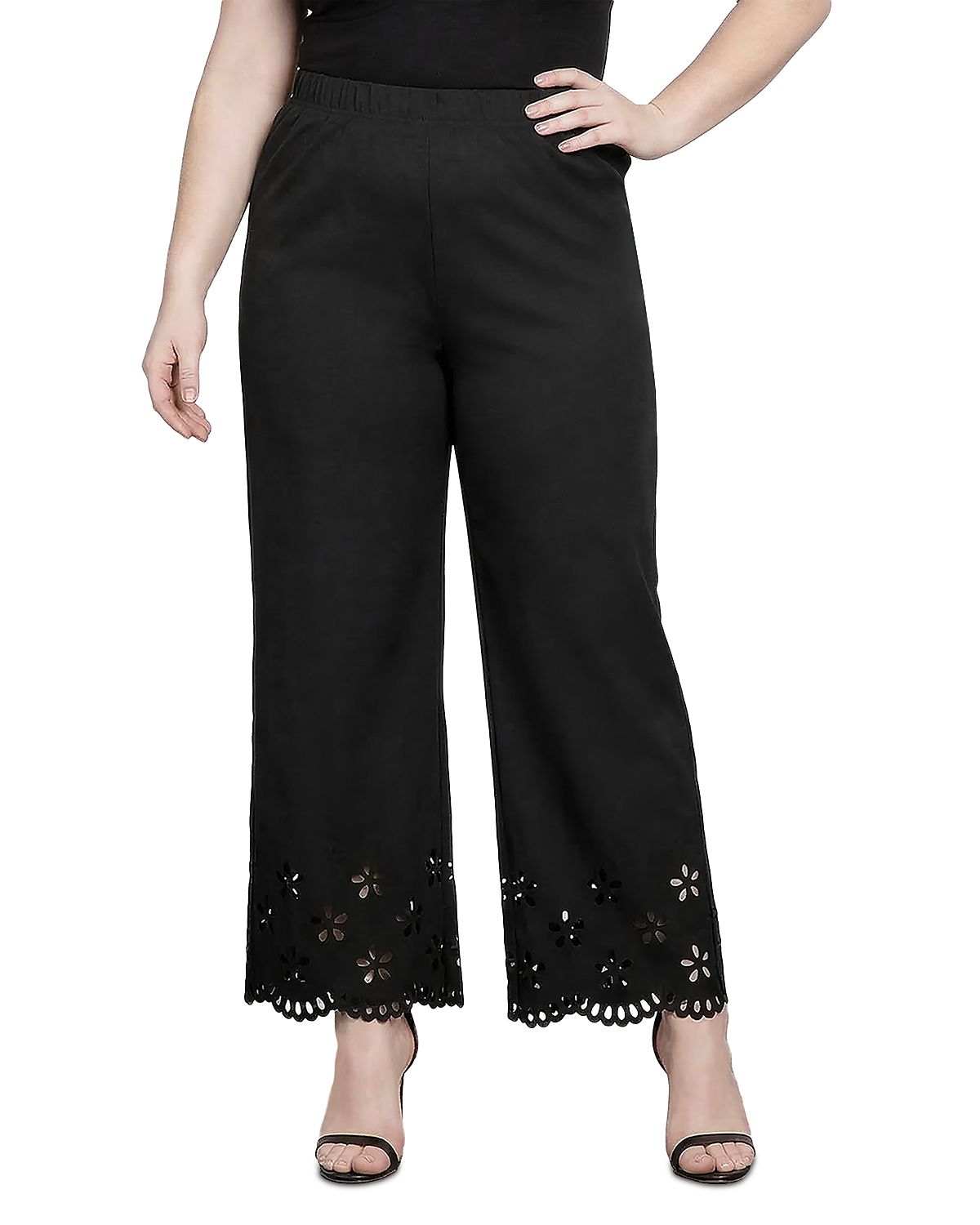 standards & practices Plus Straight Leg Elastic Waist Eyelet Hem Pants