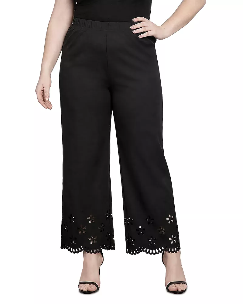 standards & practices Plus Straight Leg Elastic Waist Eyelet Hem Pants