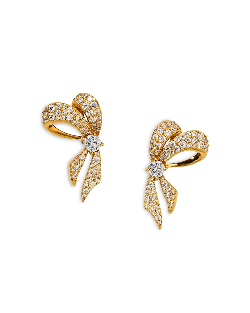 Nadri Eros Crystal Ribbon Stud Earrings