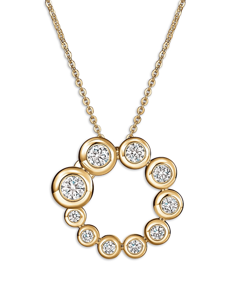 Hearts On Fire 18K Yellow Gold Dream Diamond Bezel Circle Pendant Necklace, 16