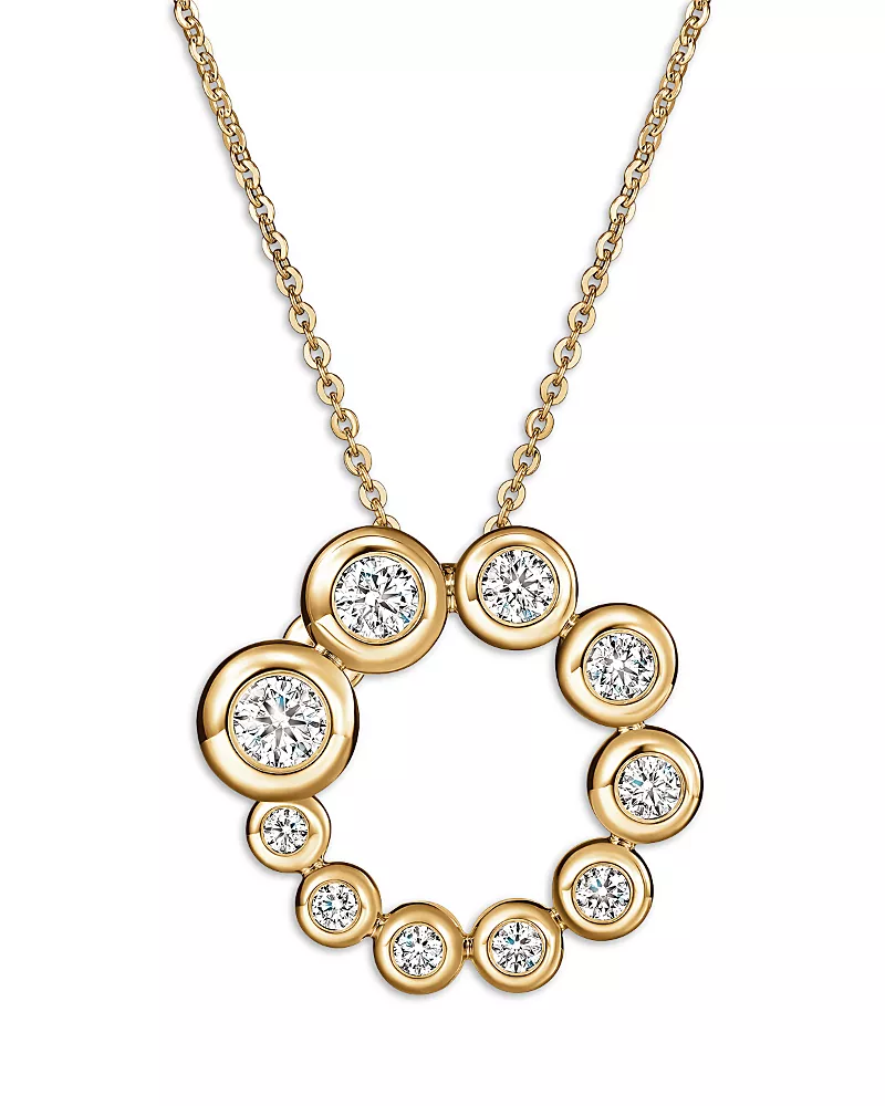 Hearts On Fire 18K Yellow Gold Dream Diamond Bezel Circle Pendant Necklace, 16