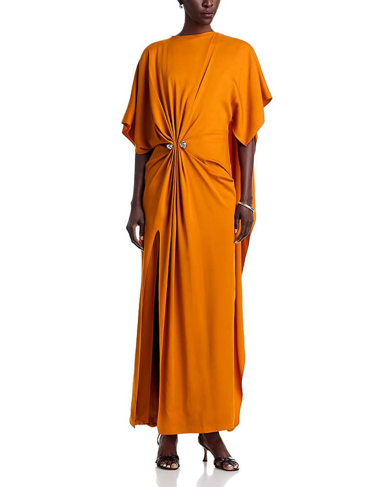 Brandon Maxwell Lucia Draped Dress with Cuff Link Hardware