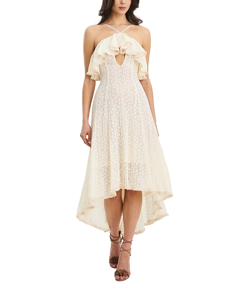 Miss Circle Idra Lace Trim Sleeveless Crochet Midi Trailing Dress