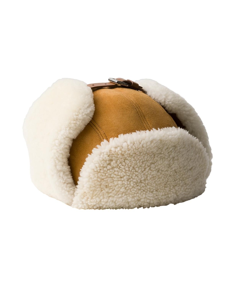 Prada Suede Shearling Trapper Hat