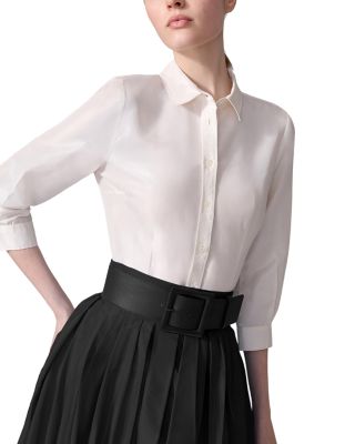 Silk Taffeta Collared Shirt