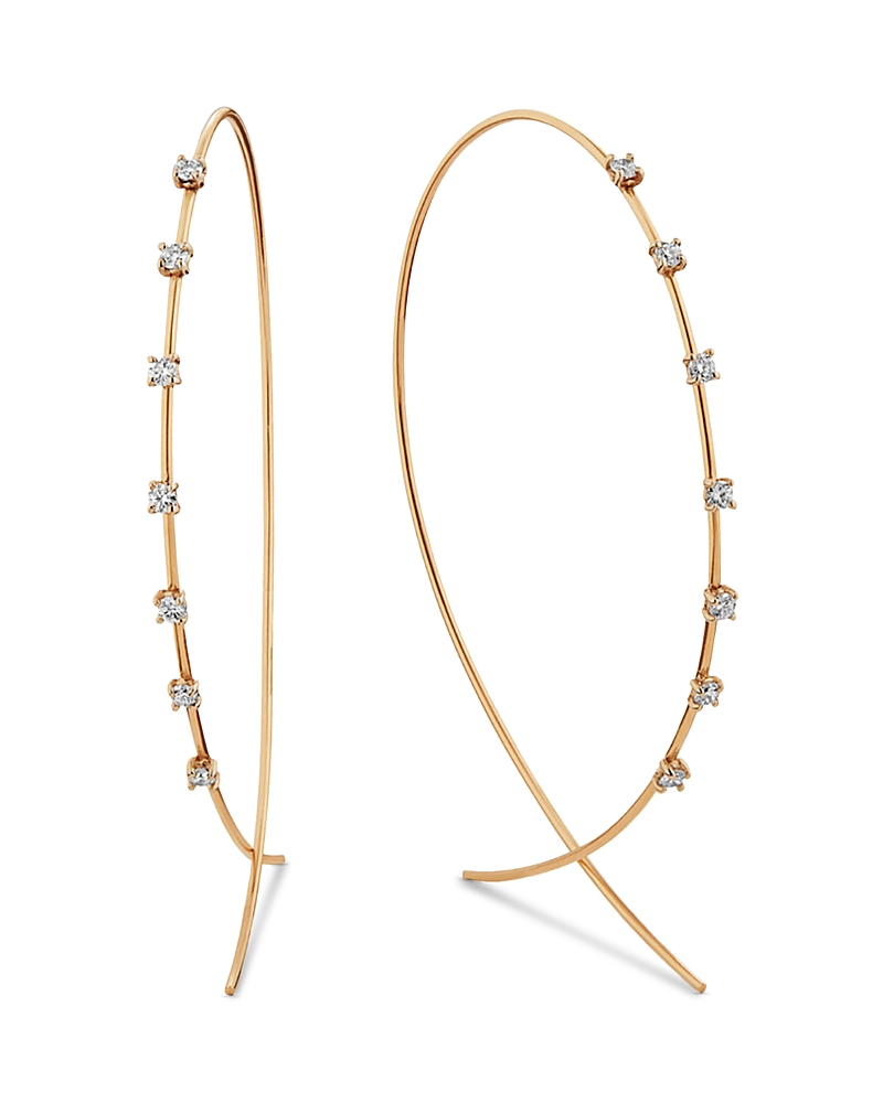 Lana 14K Yellow Gold Diamond Threader Bypass Hoop Earrings