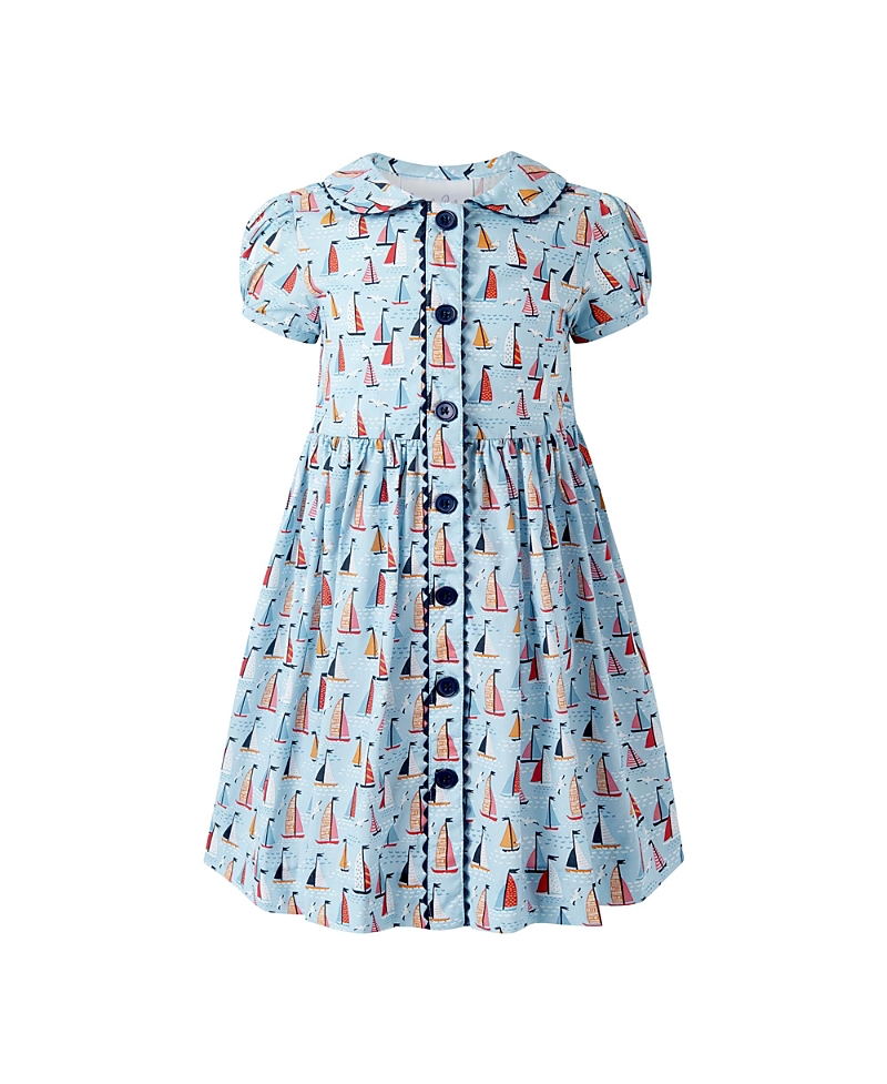 Rachel Riley Girls' Sailboat Button Front Dress - Little Kid, Big Kid