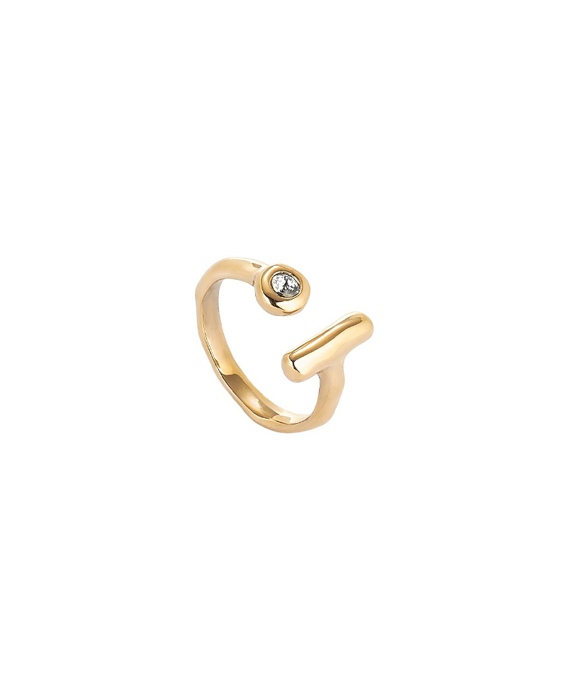 UNOde50 Open 18K Gold-Plated Ring with White Topaz
