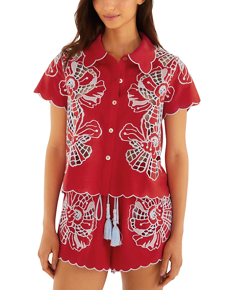 Farm Rio Embroidered Blouse Swim Cover-Up