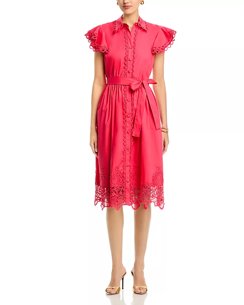 T Tahari Flutter Sleeve Fit & Flare Dress