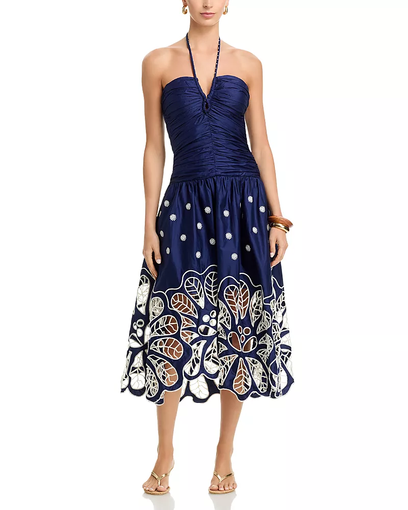 Farm Rio Halter Ruched Dress