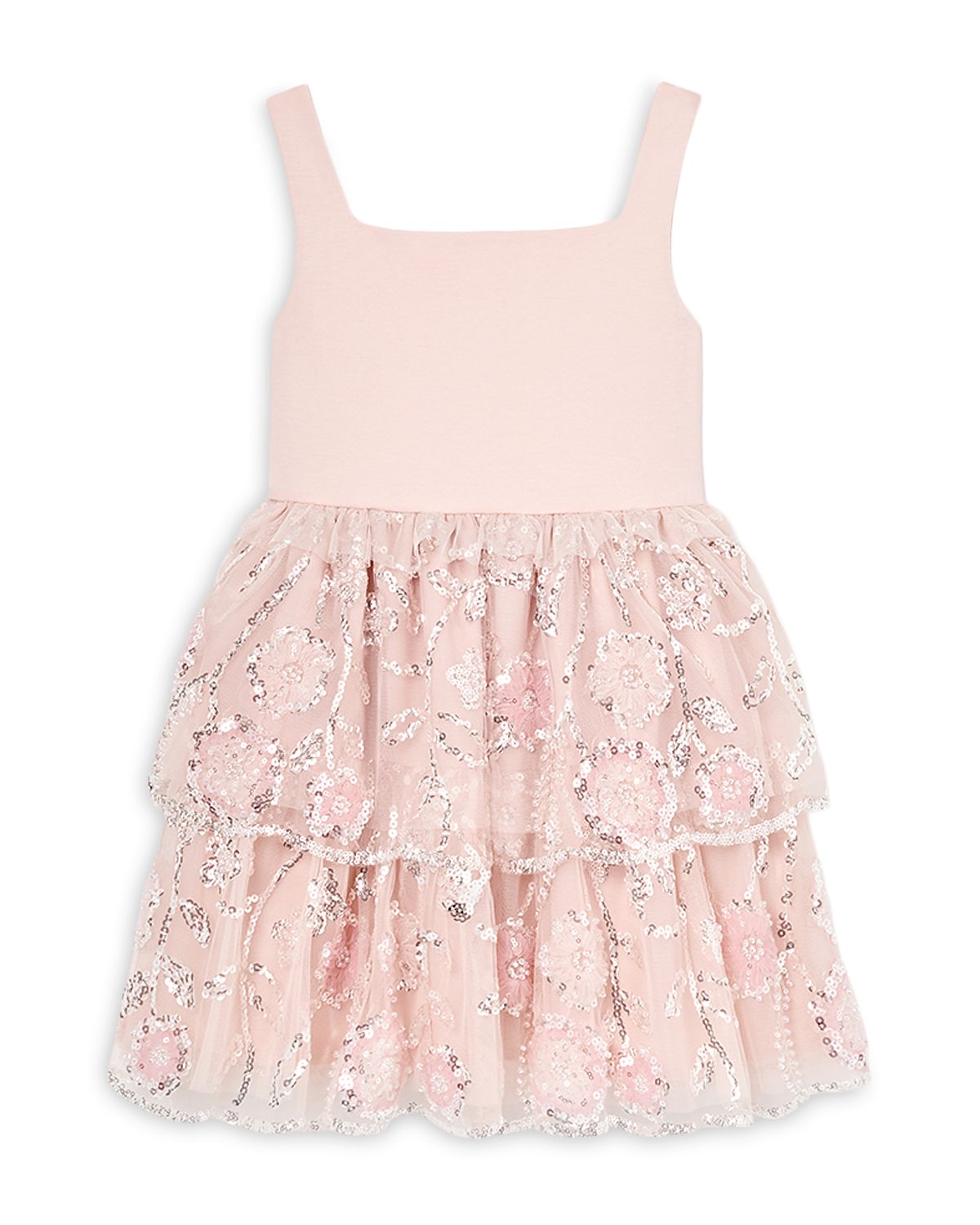 Self-Portrait Girls' Sequin Embellished Tiered Dress - Little Kid, Big Kid