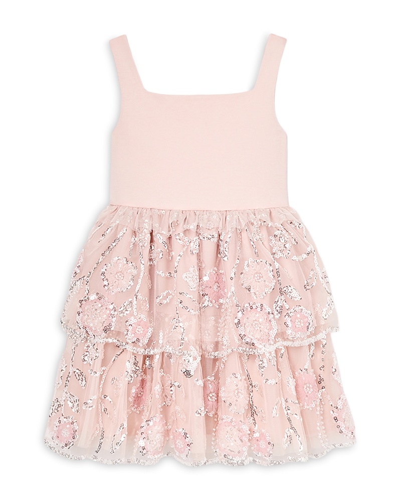 Self-Portrait Girls' Sequin Embellished Tiered Dress - Little Kid, Big Kid