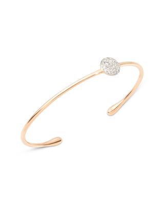 18K Rose Gold Sabbia Diamond Pav&eacute; Round Cluster Cuff Bangle Bracelet, 0.2 tcw