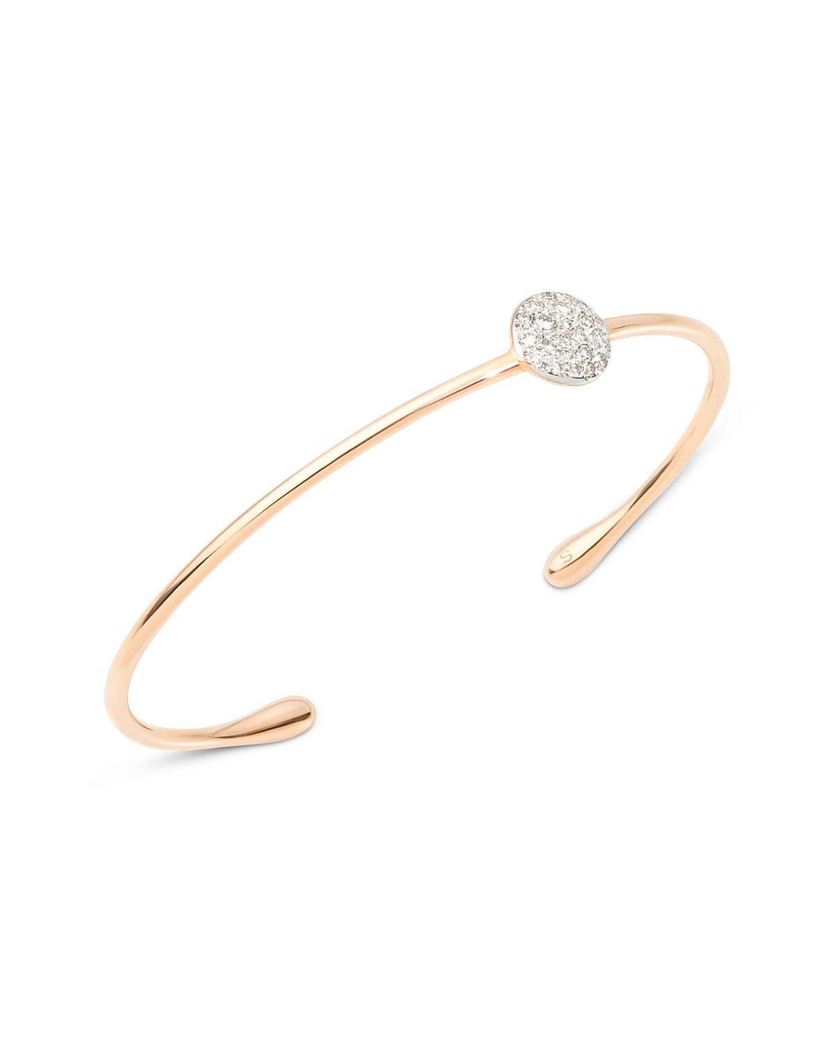Pomellato 18K Rose Gold Sabbia Diamond Pave Round Cluster Cuff Bangle Bracelet, 0.2 tcw