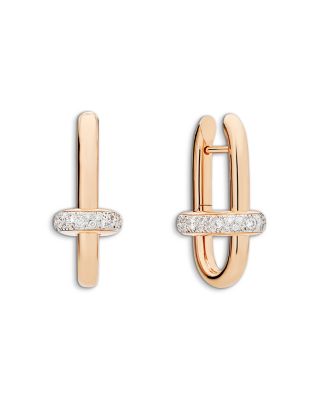 18K Rose Gold Iconica Diamond Oval Hoop Earrings, 0.6 tcw