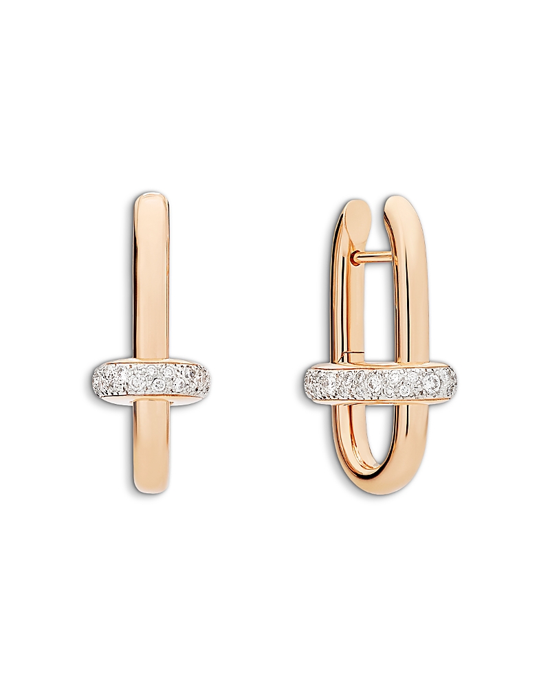 Pomellato 18K Rose Gold Iconica Diamond Oval Hoop Earrings, 0.6 tcw