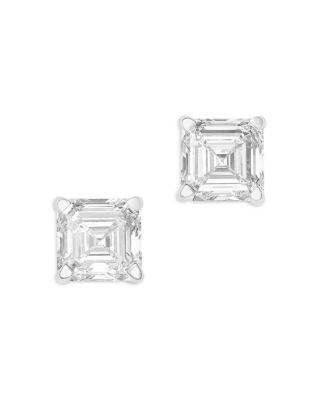 Bloomingdale's Fine Collection Luxe Collection Certified Lab Grown Diamond Asscher Cut Stud Earrings in 14K White Gold, 3.0 tcw