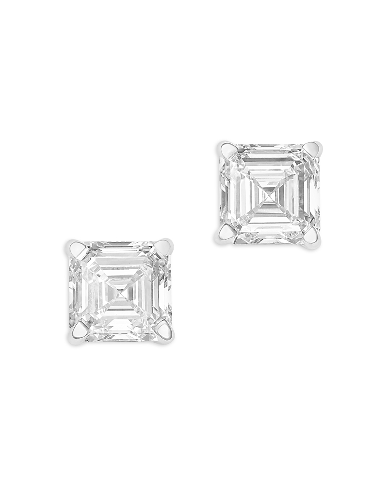 Bloomingdale's Fine Collection Luxe Collection Certified Lab Grown Diamond Asscher Cut Stud Earrings in 14K White Gold, 3.0 tcw