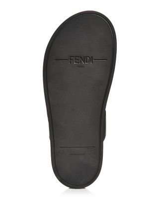 Fendi Black Leather Slide Sandals with Rubber Sole Fendi Men main image 4