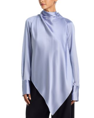Tie Neck Long Sleeve Silk Top