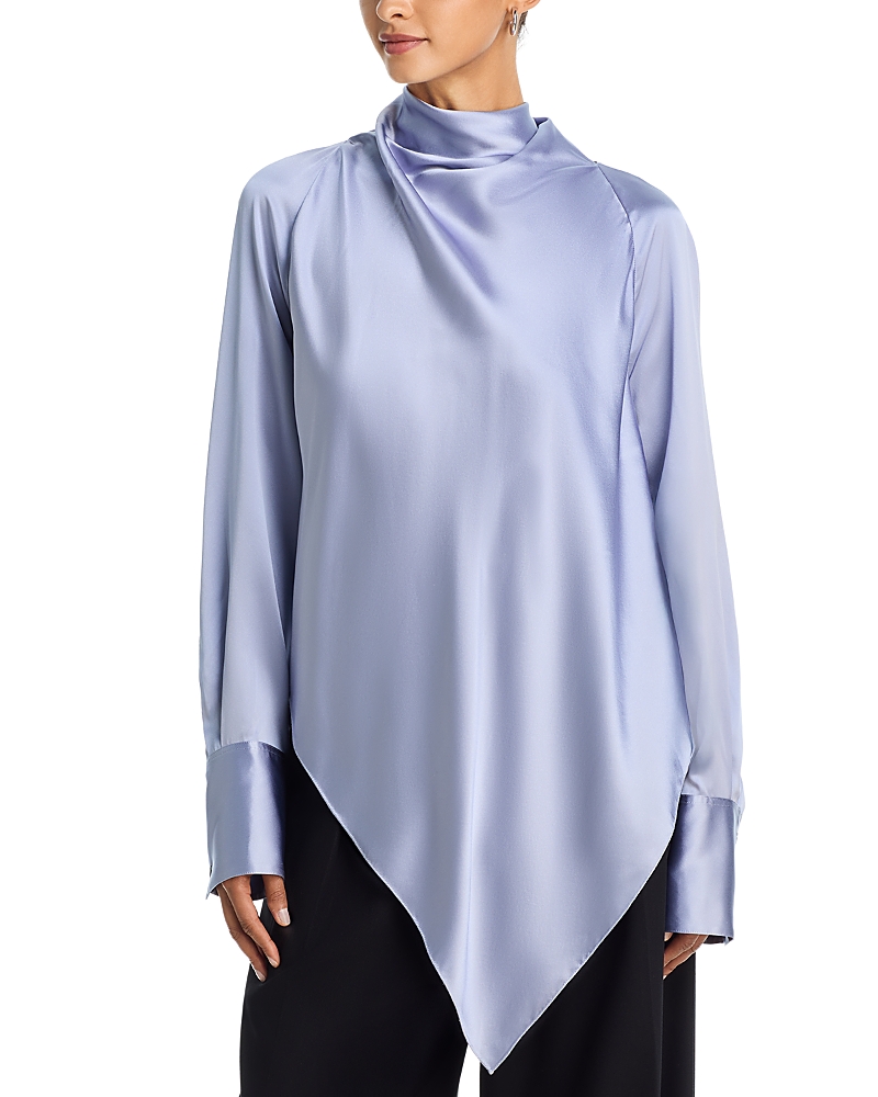 Helmut Lang Tie Neck Long Sleeve Silk Top