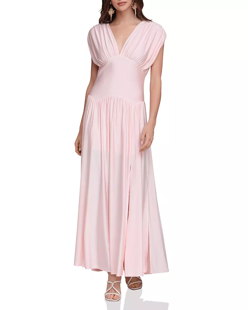 Avec Les Filles Shirred Jersey Maxi Dress