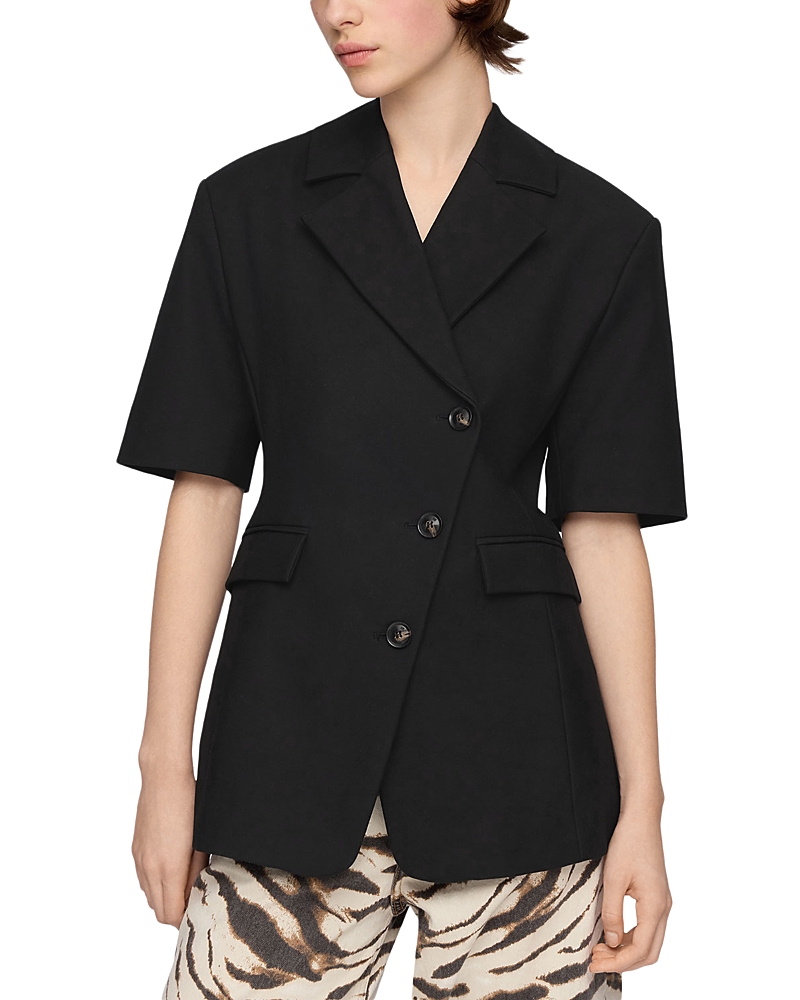 Ganni Black Cotton Tailored Blazer