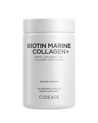 Biotin Marine Collagen Capsules, Wild-Caught Hydrolyzed Fish Collagen 1 & 3, Hyaluronic Acid