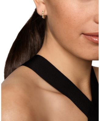 Bezel Set Hoop Earrings in 18K Yellow Gold with Diamonds, 13.4mm