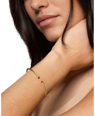 Micro Cablespira&reg; Flex Bracelet in 18K Yellow Gold with Rhodolite Garnet, 2.6mm
