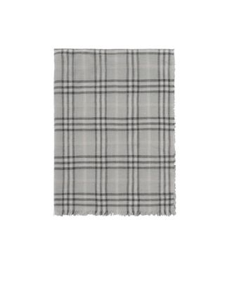  Wide Embellished Check Wool Silk Blend Scarf