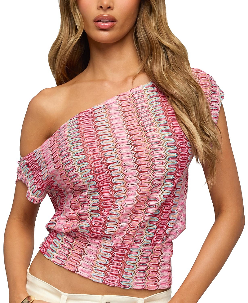 Edikted Taniya Off Shoulder Zigzag Knit Top