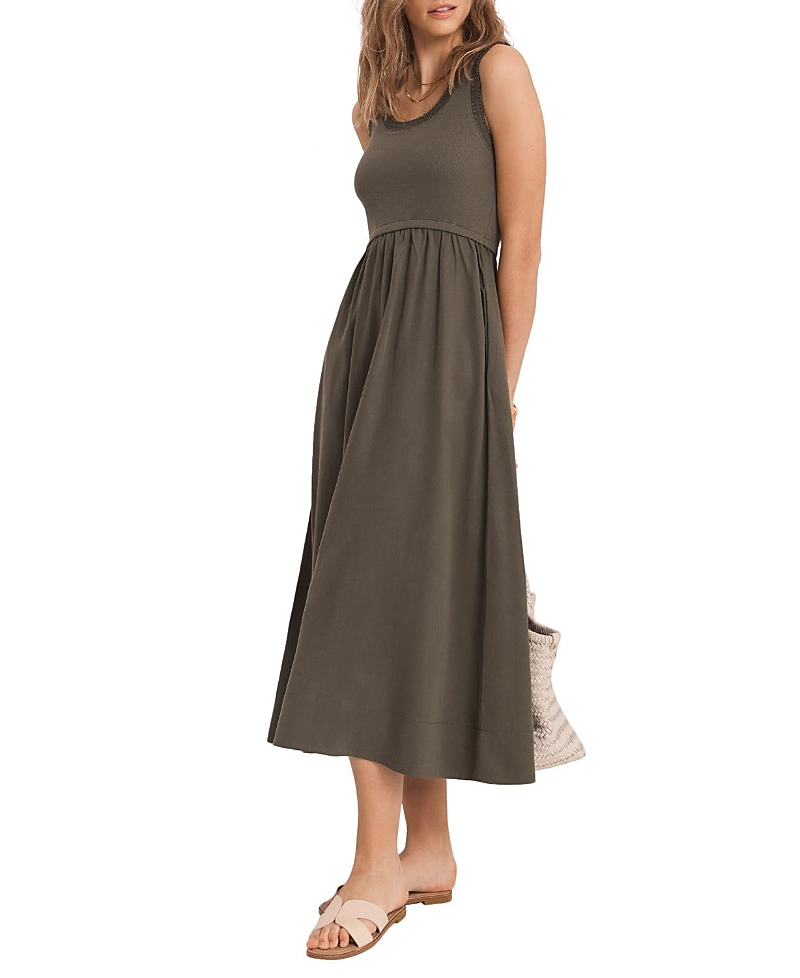Mint Velvet Women's Ruched Trim Cotton Midi Dress
