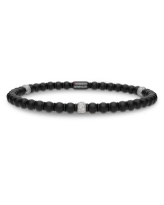Black Ceramic Diamond Bead Bracelet, 0.42 tcw