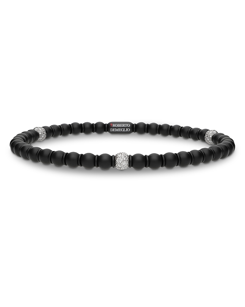 Roberto Demeglio Black Ceramic Diamond Bead Bracelet, 0.42 tcw