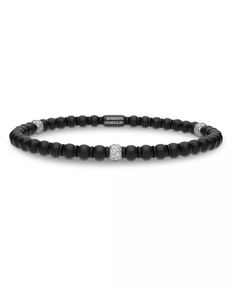 Roberto Demeglio Black Ceramic Diamond Bead Bracelet, 0.42 tcw