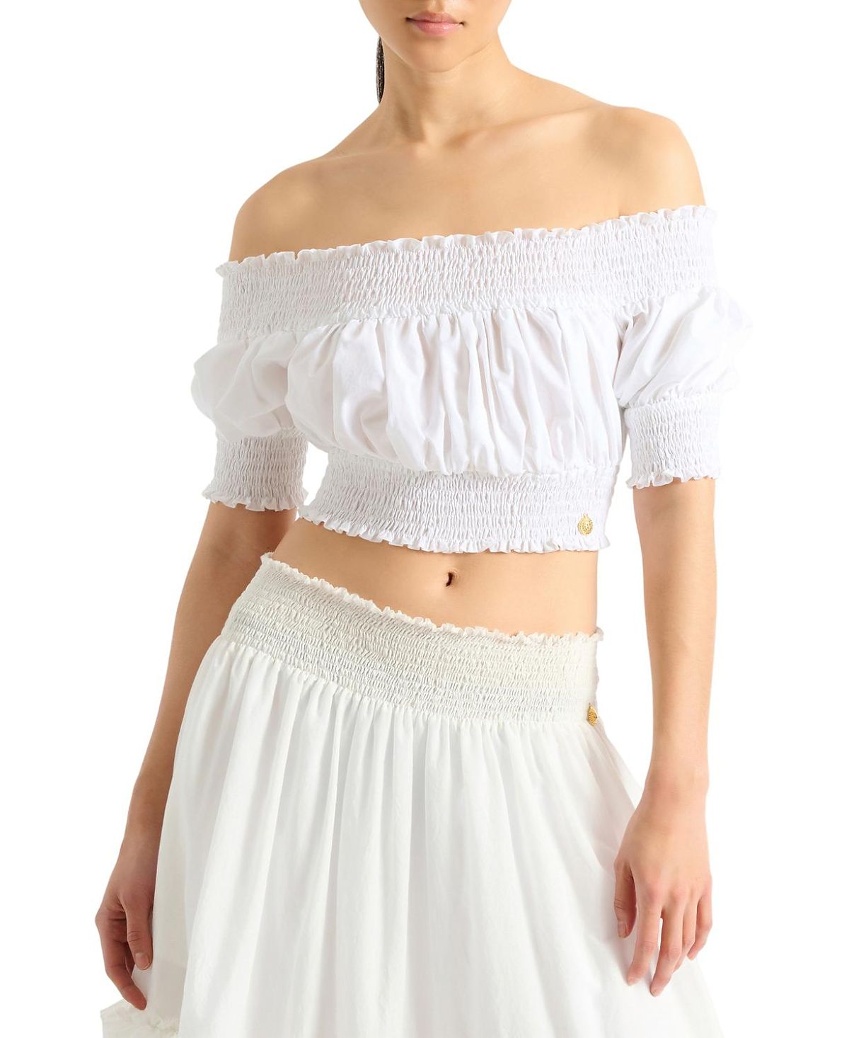 Balmain Poplin Off-The-Shoulder Top