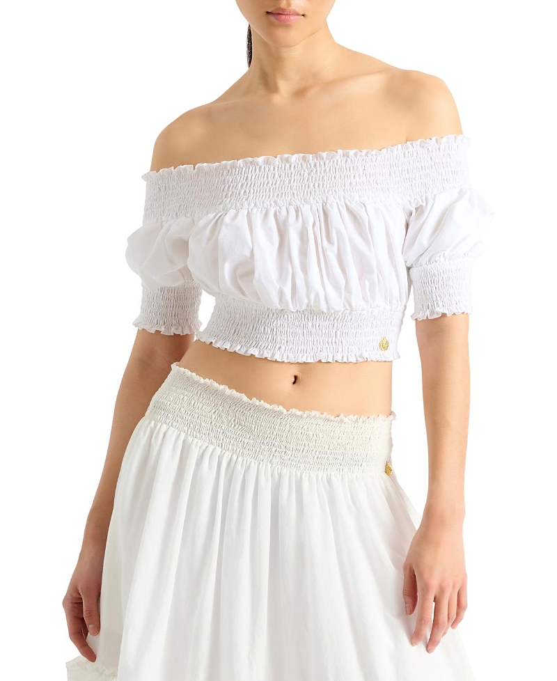 Balmain Poplin Off-The-Shoulder Top