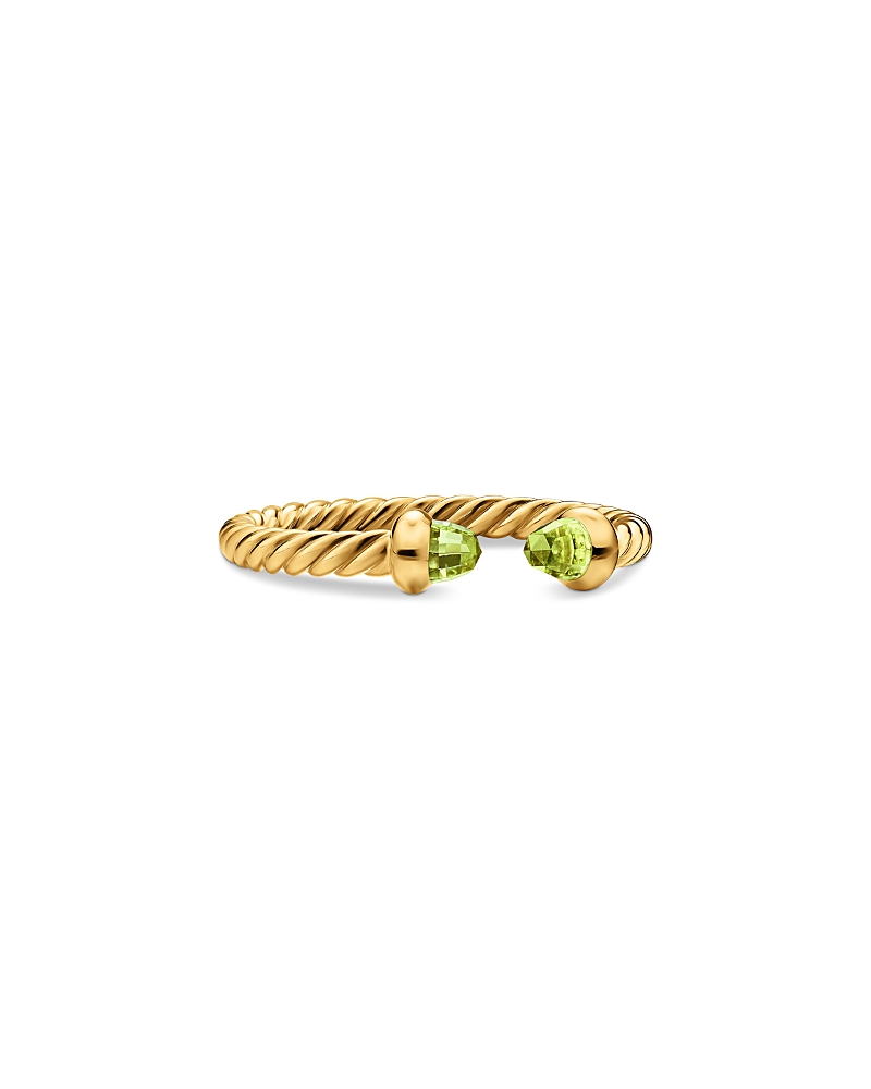 Micro Cablespira Flex Open Ring in 18K Yellow Gold with Peridot, 2.5mm