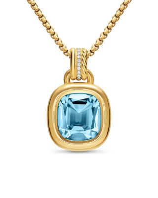 Dy Mercer Color Amulet in 18K Yellow Gold with Sky Blue Topaz and Diamonds, 13mm