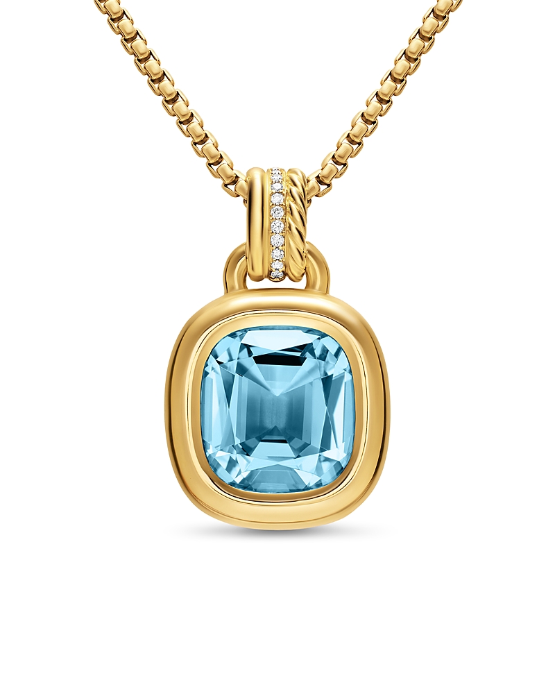 Dy Mercer Color Amulet in 18K Yellow Gold with Sky Blue Topaz and Diamonds, 13mm