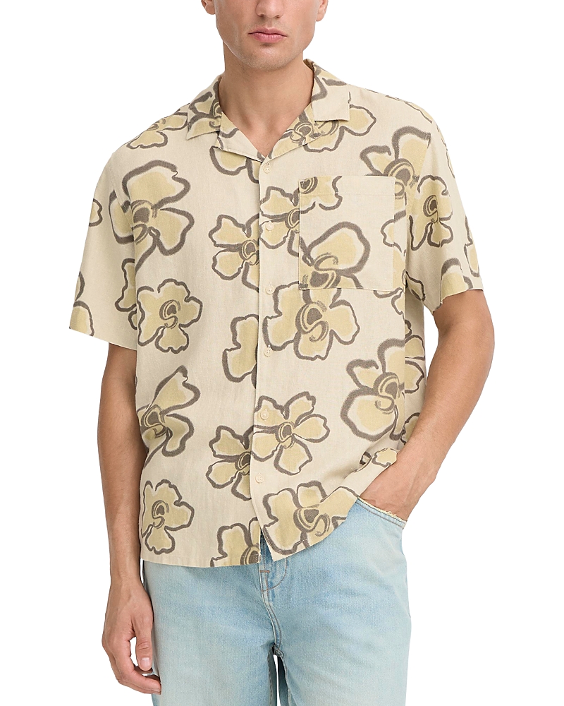 Solid! Linen Printed Short Sleeve Button Up Shirt
