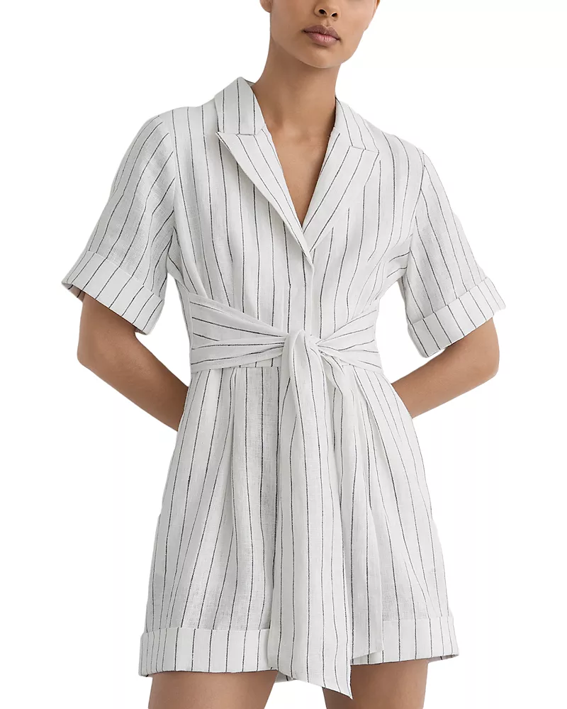 Reiss Estella Linen Playsuit