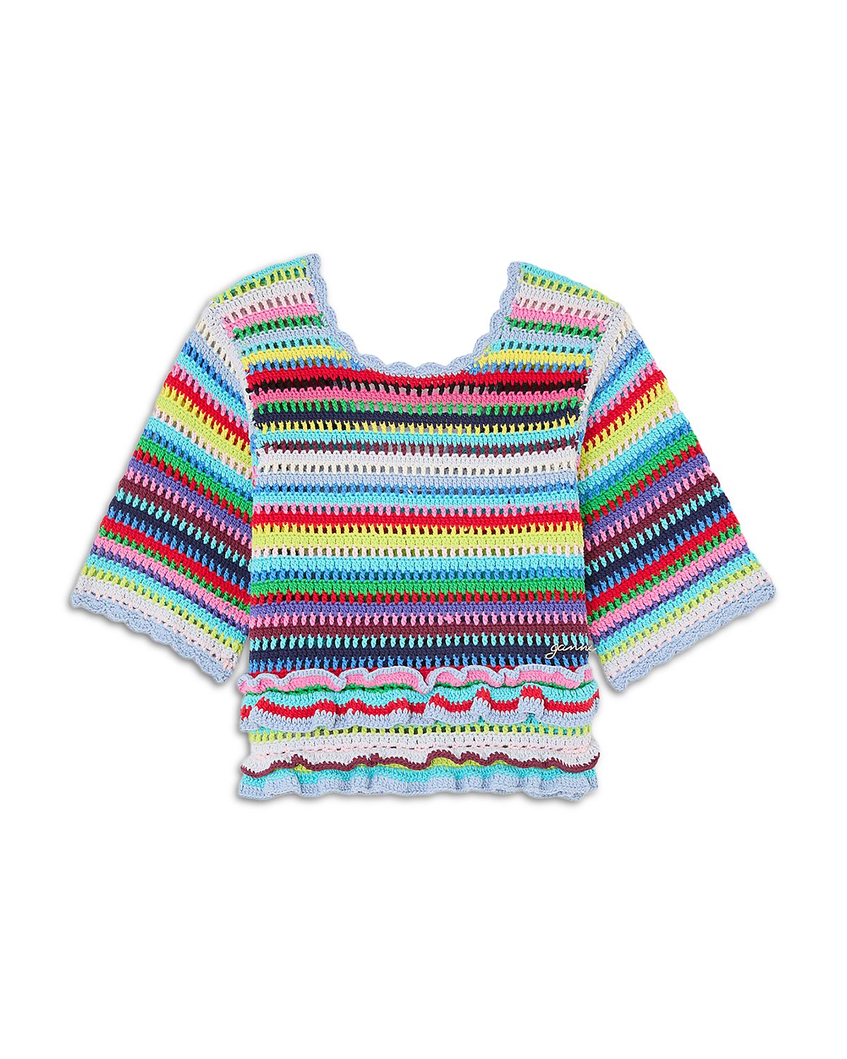 Ganni Striped Crochet Top