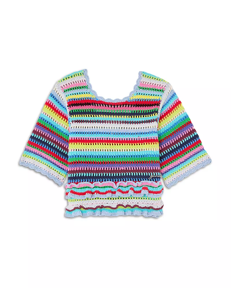 Ganni Striped Crochet Top